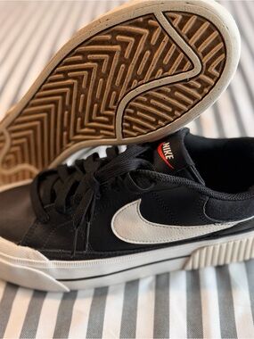 Nike Court Vision Alta LTR Black White Leather Platform Sneakers Women Shoes 8.5